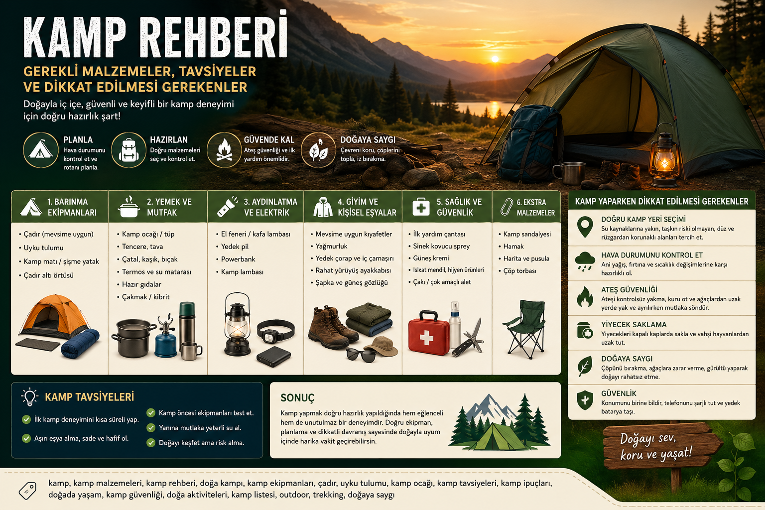 Kamp Rehberi: Gerekli Malzemeler ve Tavsiyeler