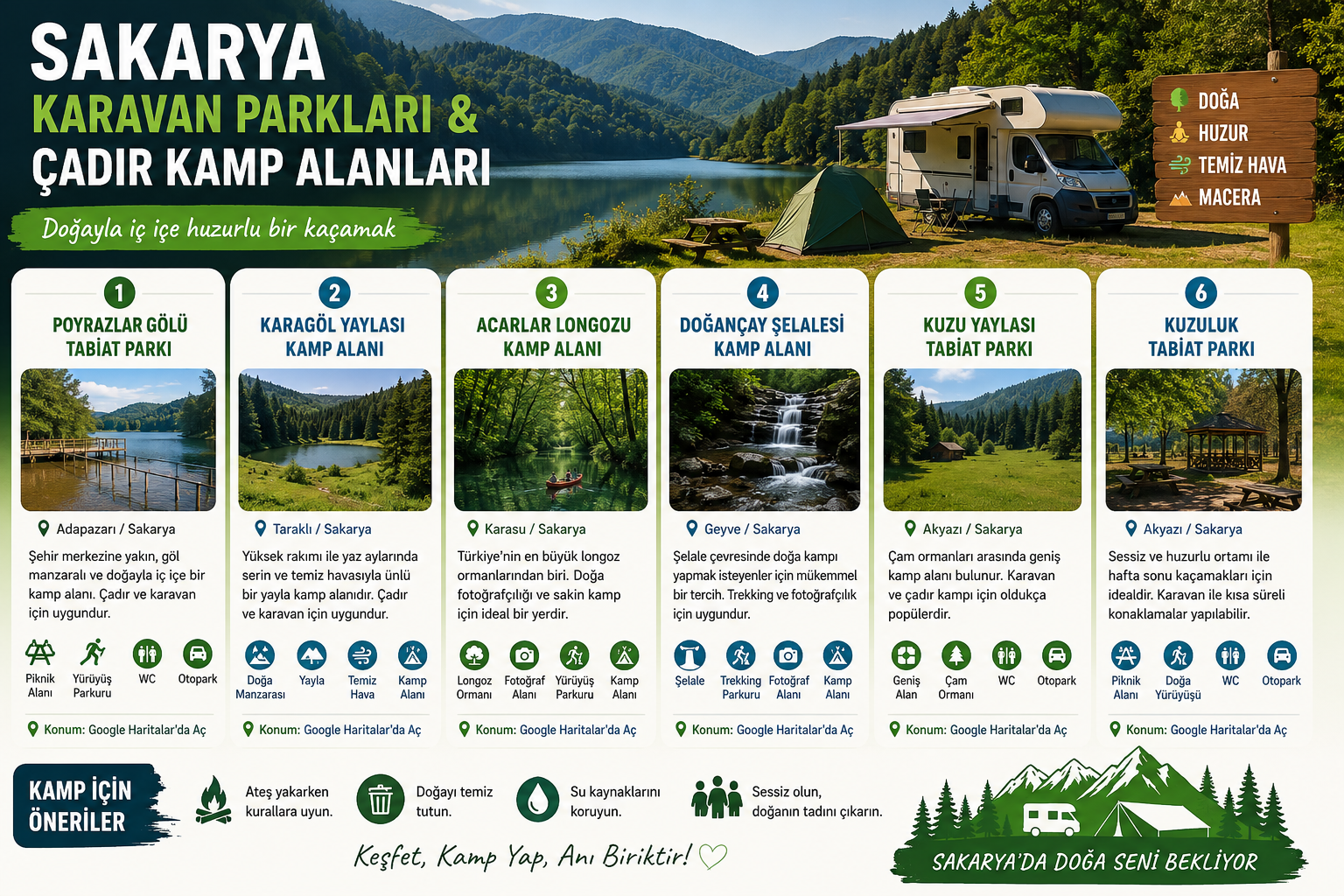 SAKARYA KARAVAN PARKLARI VE ÇADIR KAMP ALANLARI