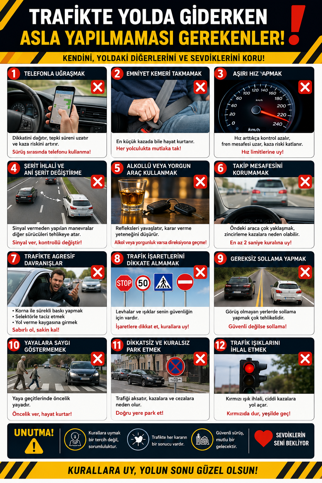 Trafikte Yapılmaması Gerekenler