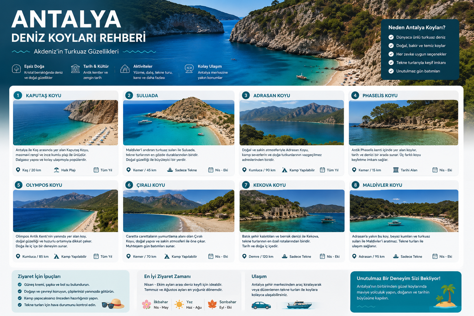 Antalya Deniz Koyları Rehberi