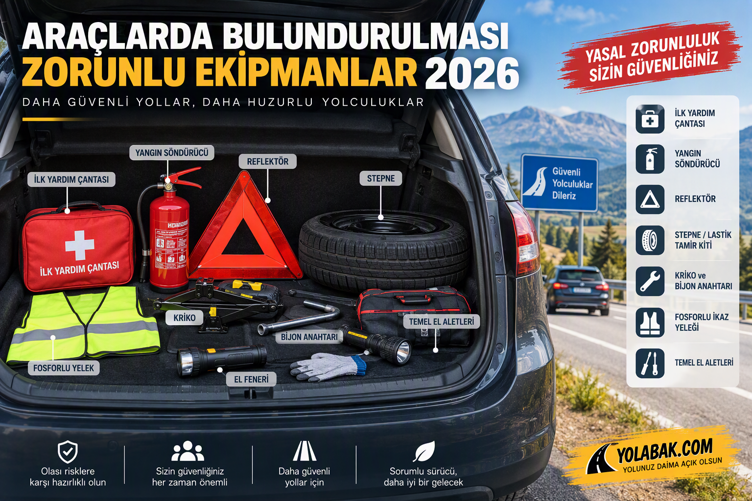 Araçlarda Bulundurulması Zorunlu Ekipmanlar 2026: Resmi Kaynaklara Göre Güncel Rehber 4 Araçlarda Bulundurulması Zorunlu Ekipmanlar 2026: Resmi Kaynaklara Göre Güncel Rehber